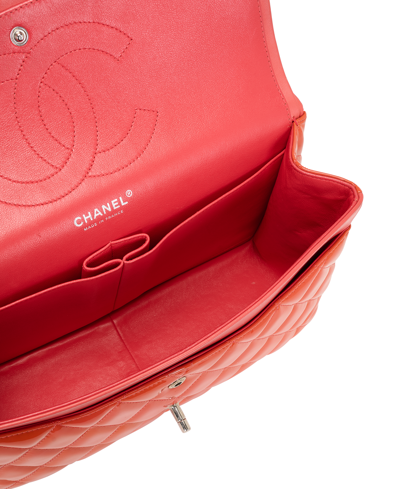 Classic Jumbo Double Flap, &pound;3,200, Handbags, Orange, Patent Leather, Other view